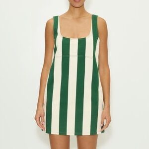 NWT! Simon Miller Sahara Striped Denim Mini Dress Green Ecru - Size XL 🥨
